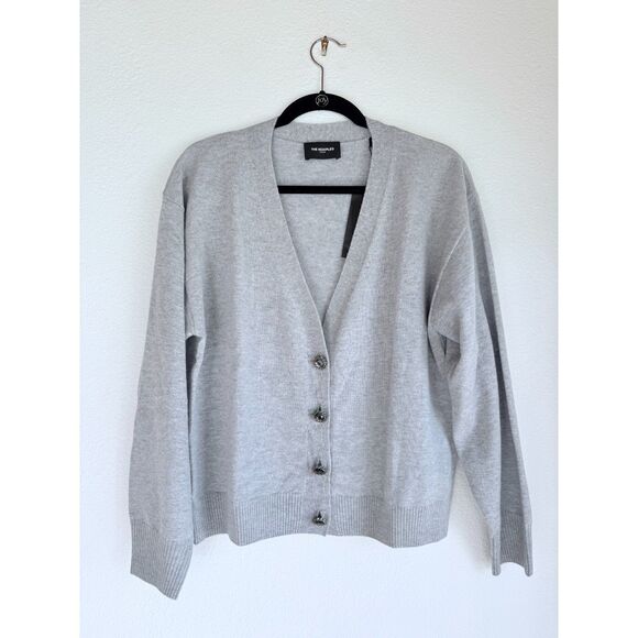 NEW The Kooples V-Neck 100% Wool Cardigan With Jewel Buttons in Gray Sz 2 US 6 - Picture 8 of 15